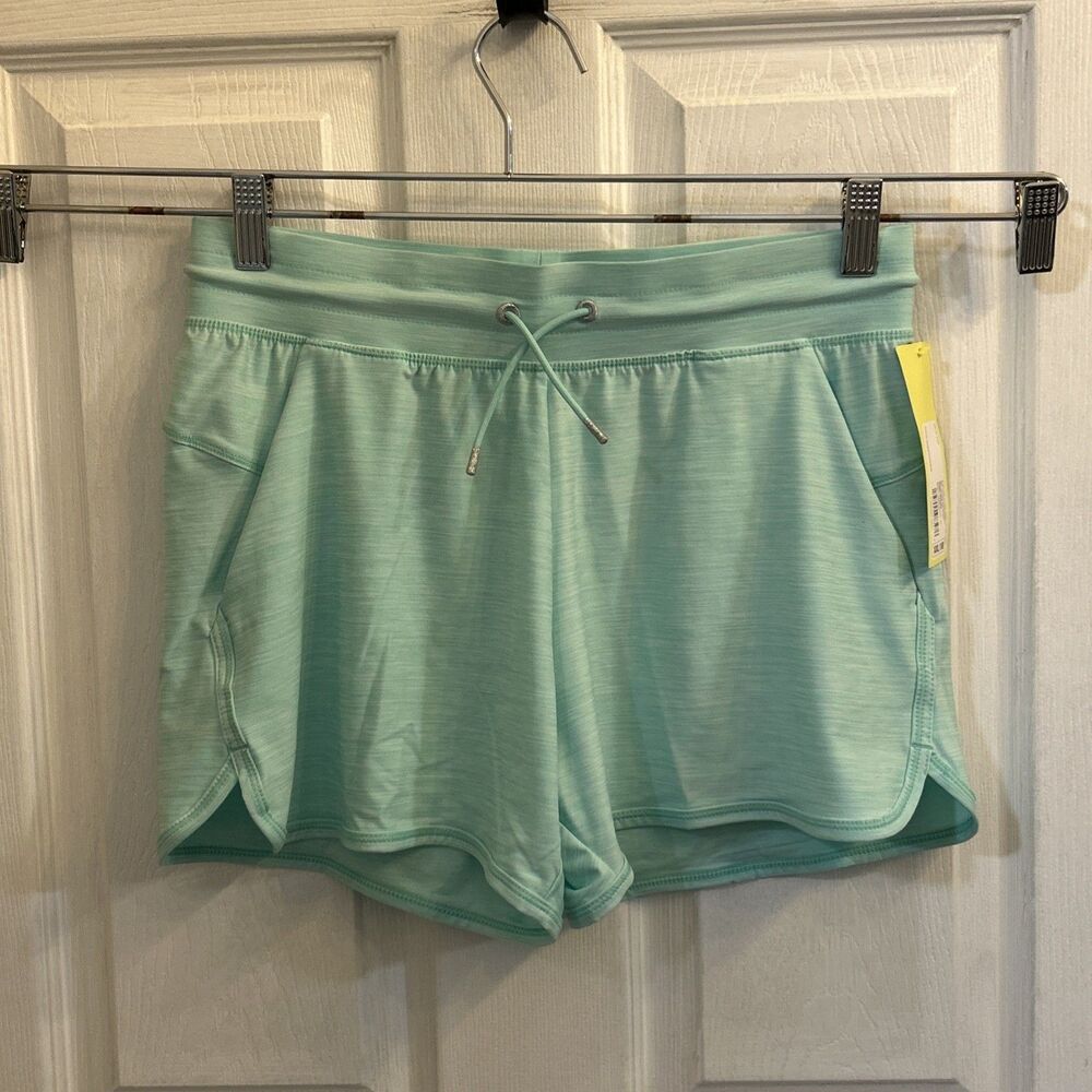NWT All in Motion Girls Running Elastic Waist Shorts Green Girl's Size 2XL (18)